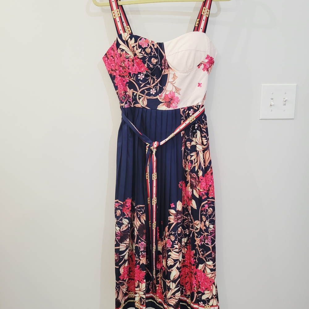 Dalia MacPhee Floral Pink and Blue Women's Dress